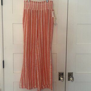 Brand New Indigo Rose Linen Pants | Medium White/Coral Striped Pants